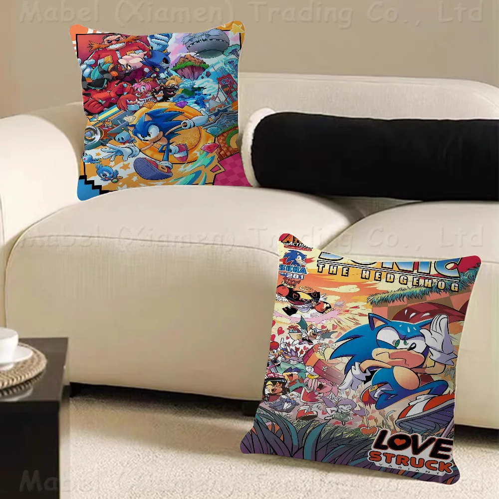 Anime S-Sonic Decorative Room Aesthetics Pillow Case Home Decor Bedroom Sofa Bed Couch Pillow Cover 45x45