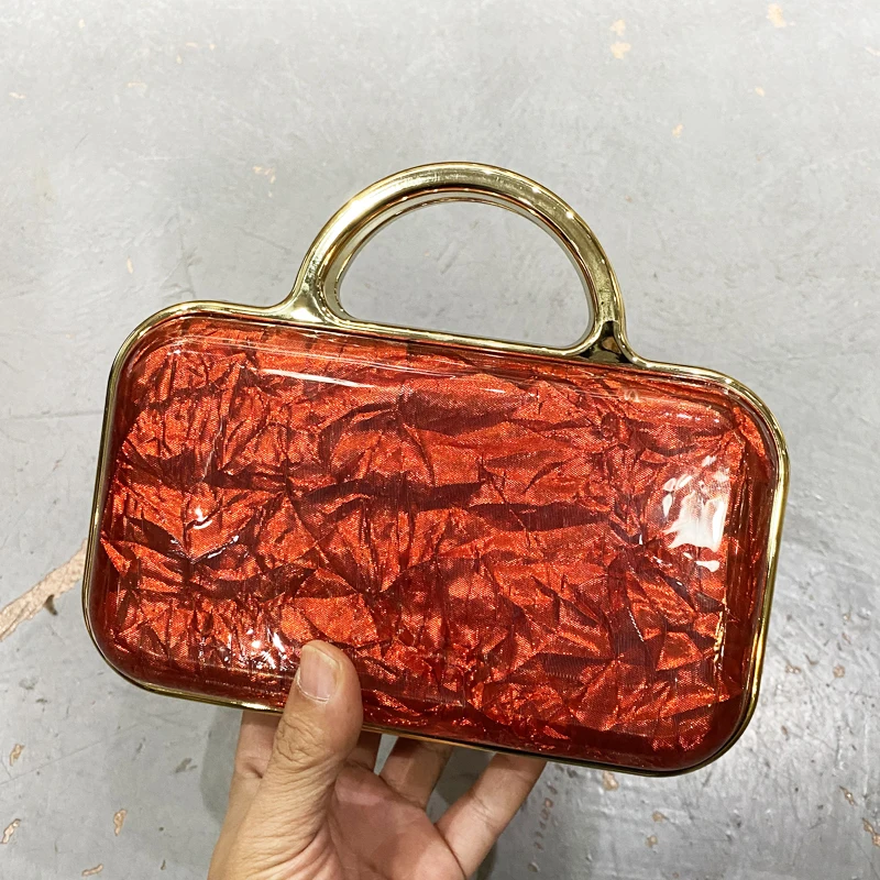 

Fashion Mini Box Evening Bags For Women Luxury Designer Handbags Purses 2026 New In ABS Plastic Top Handle Chain Strap Shoulder