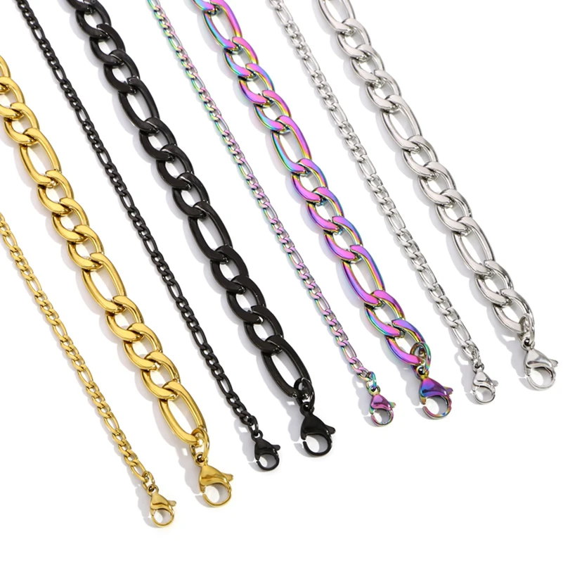 HIYEE 3MM-9MM Basic Punk 3:1NK Stainless Steel Cuban Curb Link Chain Necklace For Men 3 Color Male Neck Jewelry Accessories
