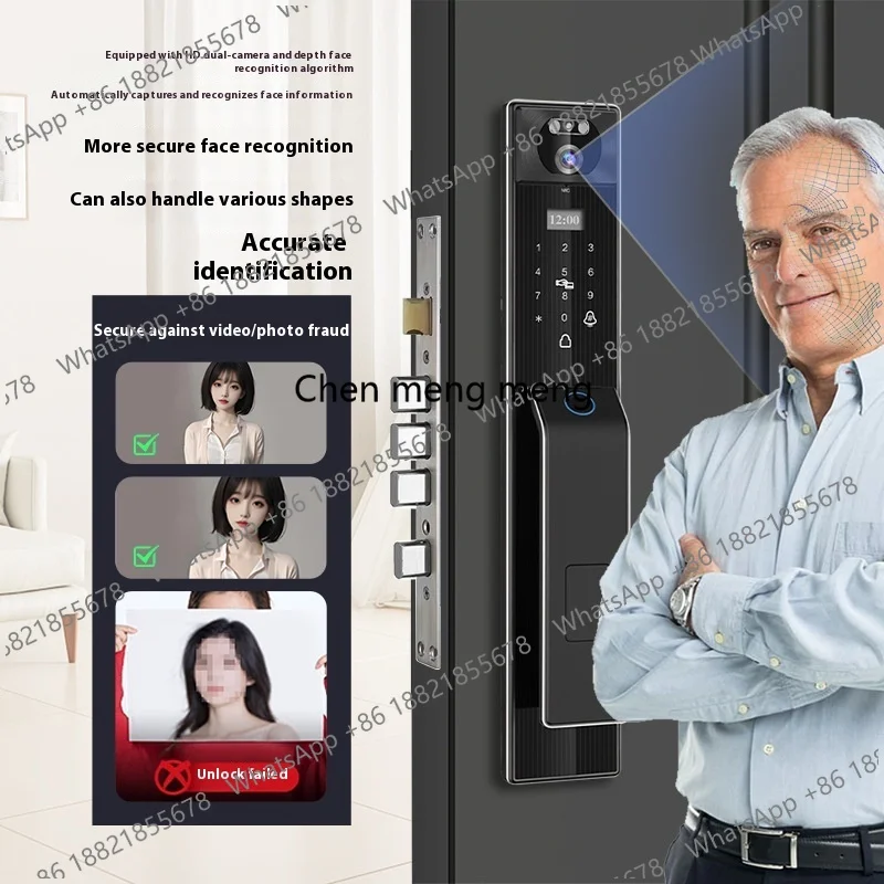 Cross-Border Manufacturers' Automatic Door Lock Remote Video Intercom Facial Recognition Smart Fingerprint Cloud