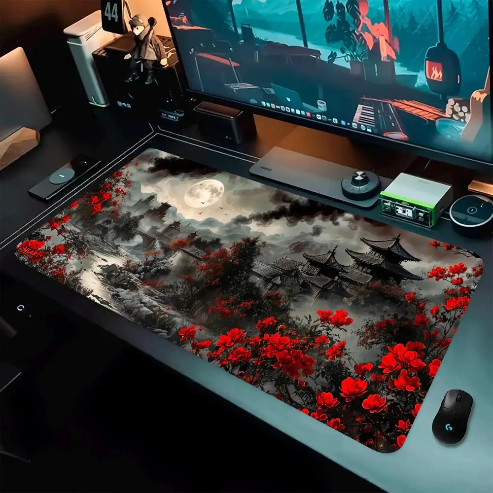 

Under the moonlight, the ancient city of red makeup suitable for work and gaming and office mouse pads