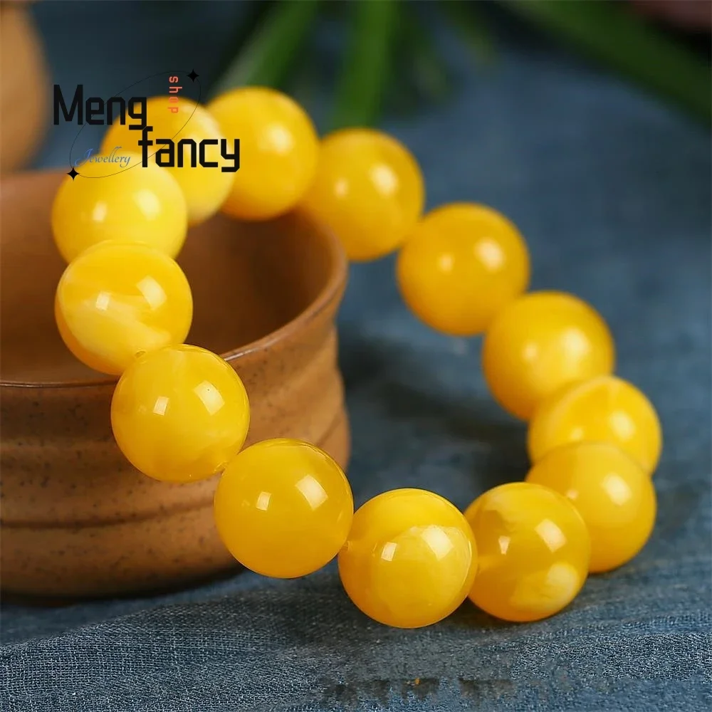 

Natural Baltic Amber Beeswax Chicken Oil Yellow Buddha Beads Bracelet High-grade Exquisite Fashion Luxury Jewelry Holiday Gifts