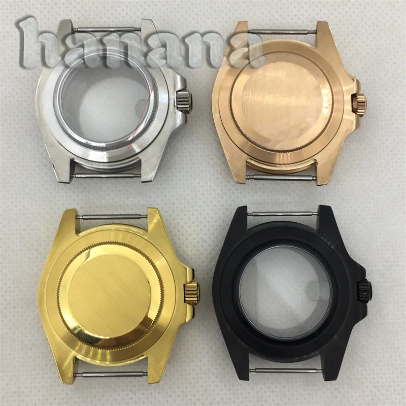 40 mm Plata Negro Oro rosa Bisel GMT 24 horas Caja de acero inoxidable Cristal de zafiro compatible con movimiento NH34 NH35 NH36A 38 ETA2824 PT5000