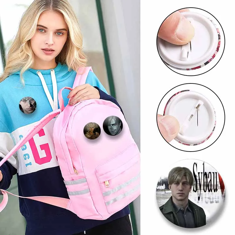 Horror Game Silent Hill Button Badge Handmade Cartoon Figure Icon Brooch for Backpack Clothes Chest Ornament Pins Jewelry Gifts