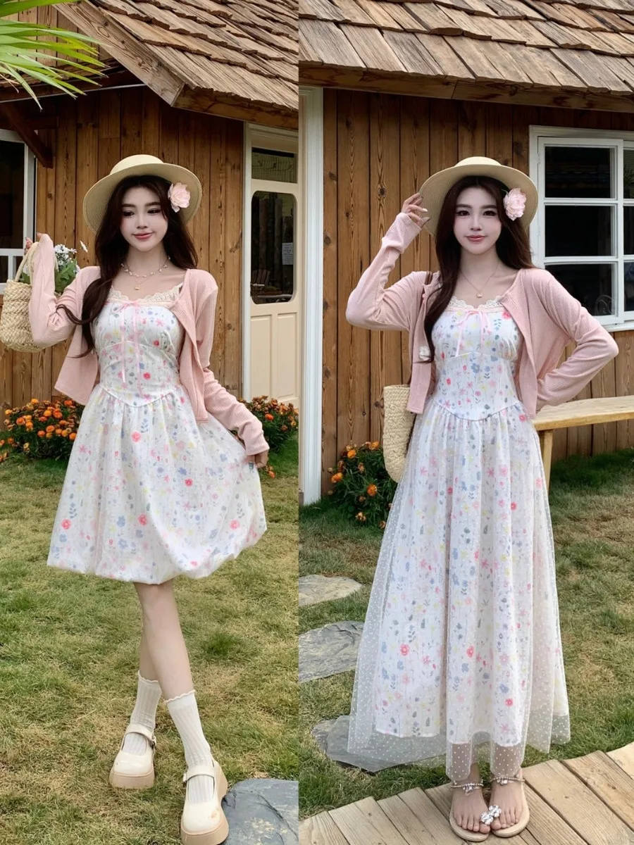 

plus Size Women's Sweet Style Embroidered Floral Halter Dress A-Line Skirt High Waist Summer New Fashion Slimming Effect