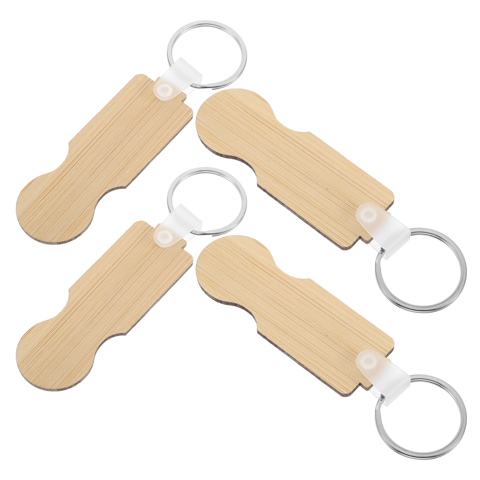 Llaveros de fichas para carrito de compras de bambú, soporte de cuarto portátil, viajes de comestibles, supermercado, monedas, carrito, 4 Uds.