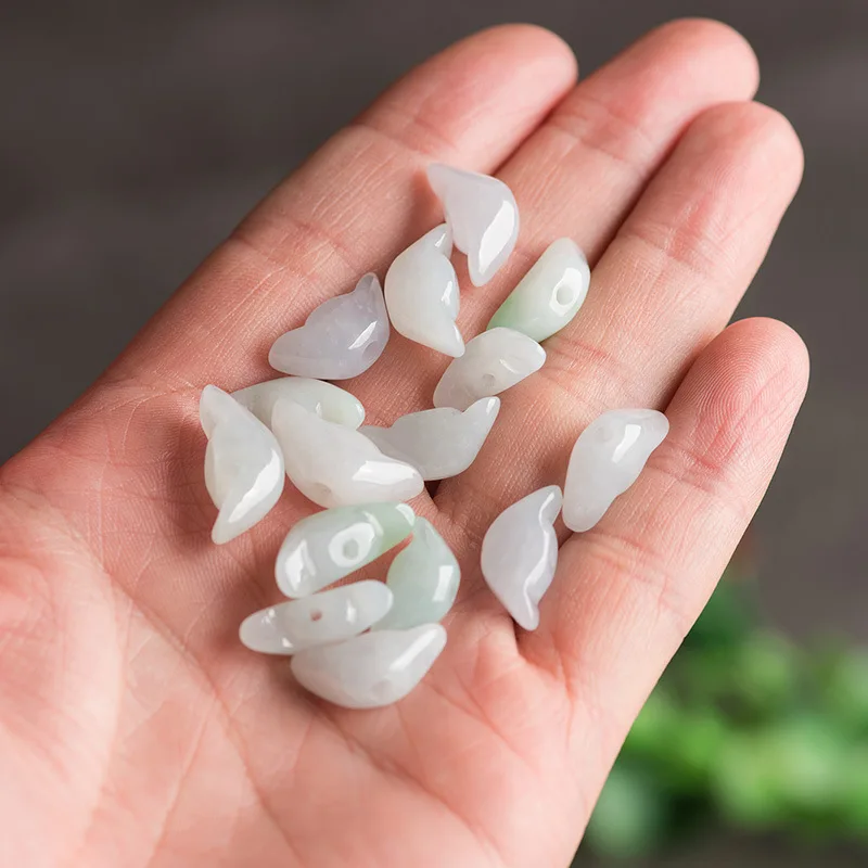 10pcs/lot Natural Myanmar A-grade Jadeite Ingots Scattered Beads Handmade DIY Materials Beaded Accessories Jewelry Drop Shipping
