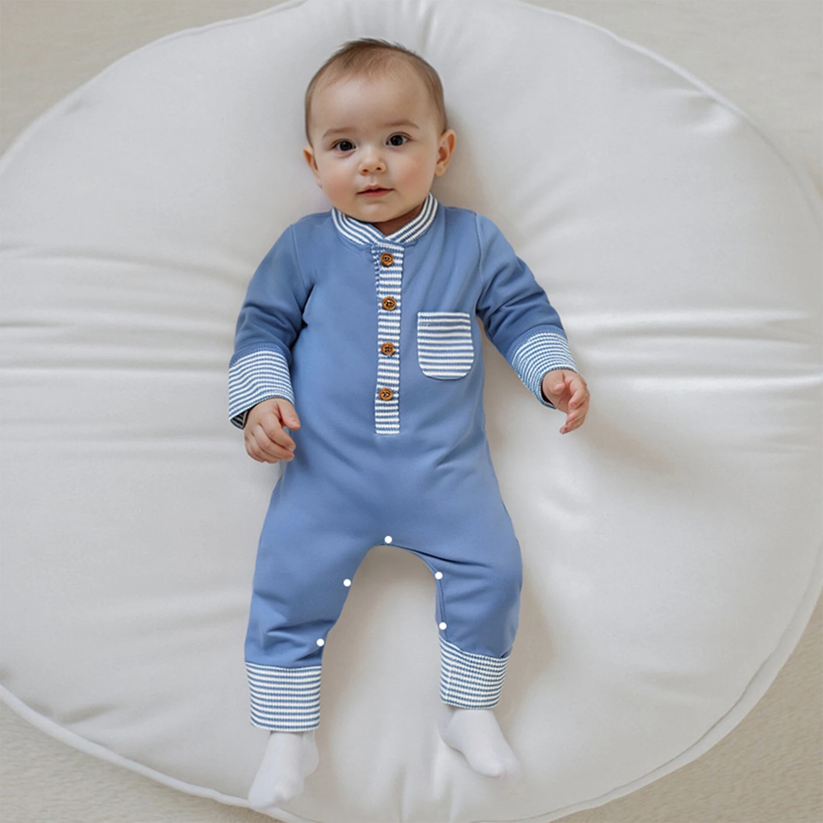 

Baby Clothing Boys Jumpsuit Newborn Long Sleeve Striped Patchwork Casual Autumn Romper Clothes