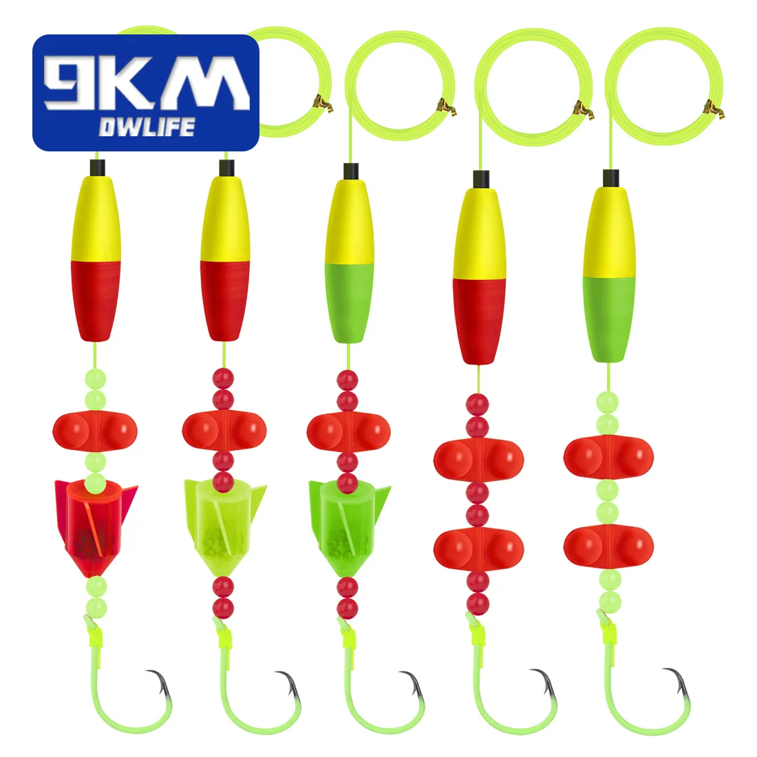 9KM 5pcs Catfish Rig with Circle Hooks Chunky Rigs for Catfishing Rattles Float Beads Freshwater Fishing Tackle