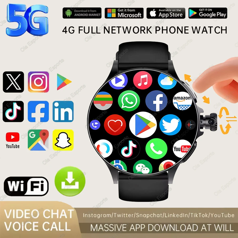 SIM-Karte NFC SmartWatch GPS Tracker 5G/WIFI BT Anruf 800W Kamera 1,95 Zoll Zahlung Herzfrequenz Fitness Sport 1000mAh Smartwatch Männer