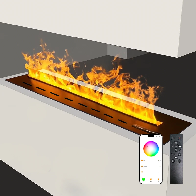 

Custom Recessed Built-in 3D Steam Electric Fireplace 64 RGB Flame Auto Refill Humidifier Home Wall Decor