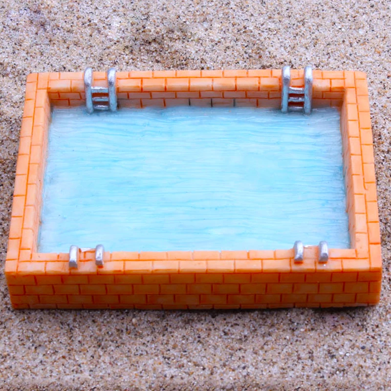 1 pz Mini casa delle bambole piscina statua in resina acquario paesaggio piastra di sabbia scena giocattolo in miniatura accessori per la decorazione della casa delle bambole