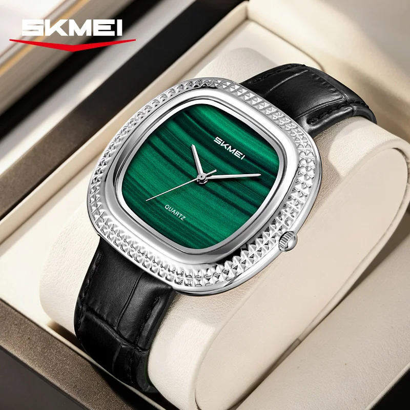 SKMEI 2732 Women Brand Watches Quartz Watch 44mm Big Dial Style Leather Retro Quartz Movement Lady Military Sports Wristwatches