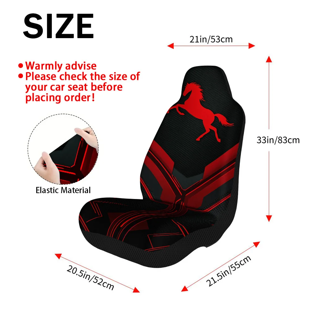 Set Of 2, Featuring A Red Horse Silhouette Design, These Universal Car Seat Covers Offer Premium Comfort And Style. They Are Dur