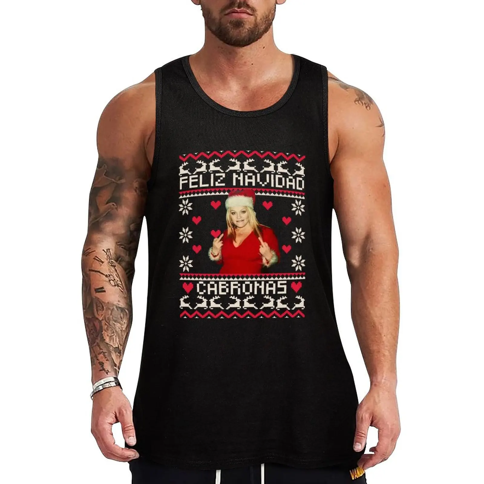 

Jenni Rivera Ugly Sweater Christmas Tank Top Sweat Resistant Tank Top Moisture Wicking Gym Wear