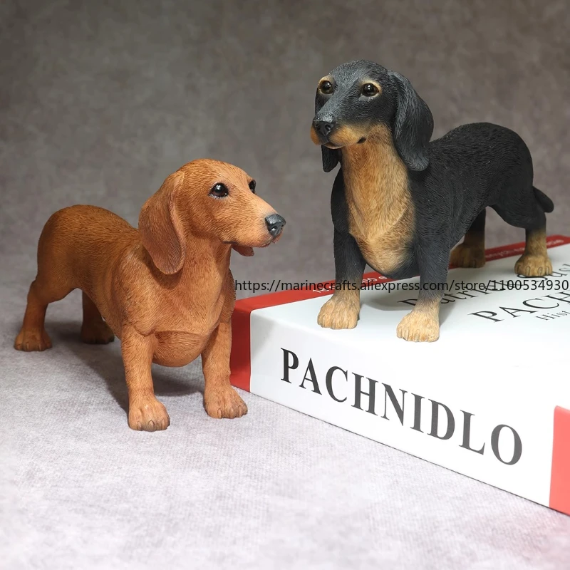 

1/6 Scale Realistic Dachshund Dog Model Car Dashboard Ornament Military Figure Companion Collectible Memorial Toy for Pet Lovers