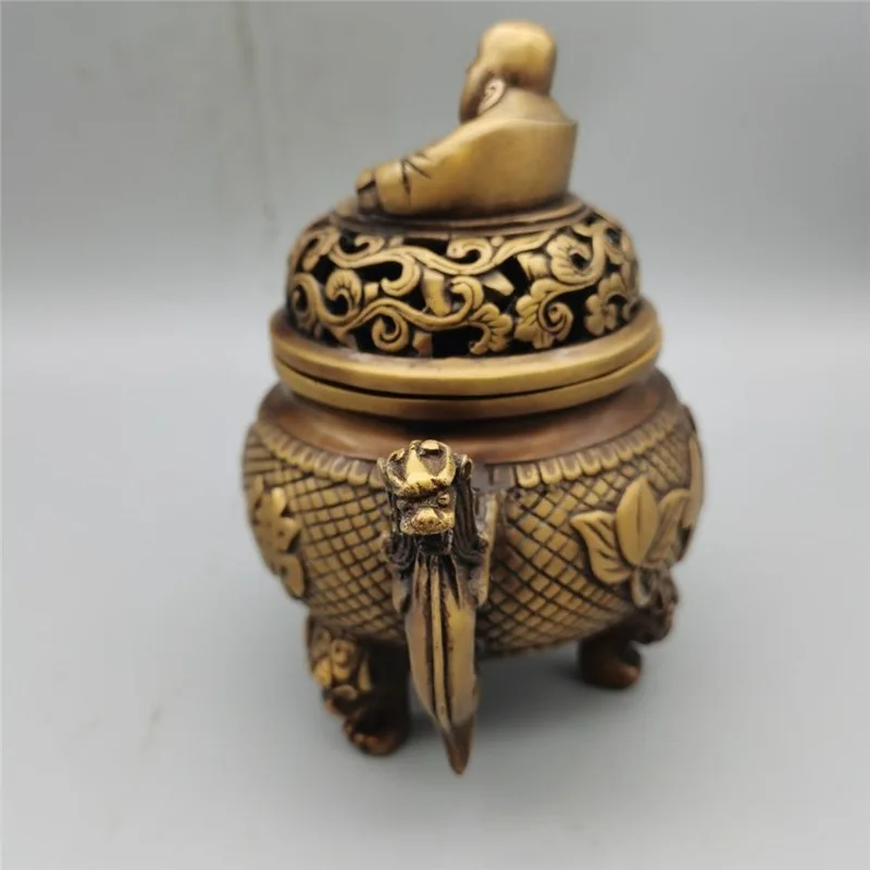 New burner with copper components, decorative piece, statue, miscellaneous gifts, brass Maitreya Buddha incense b