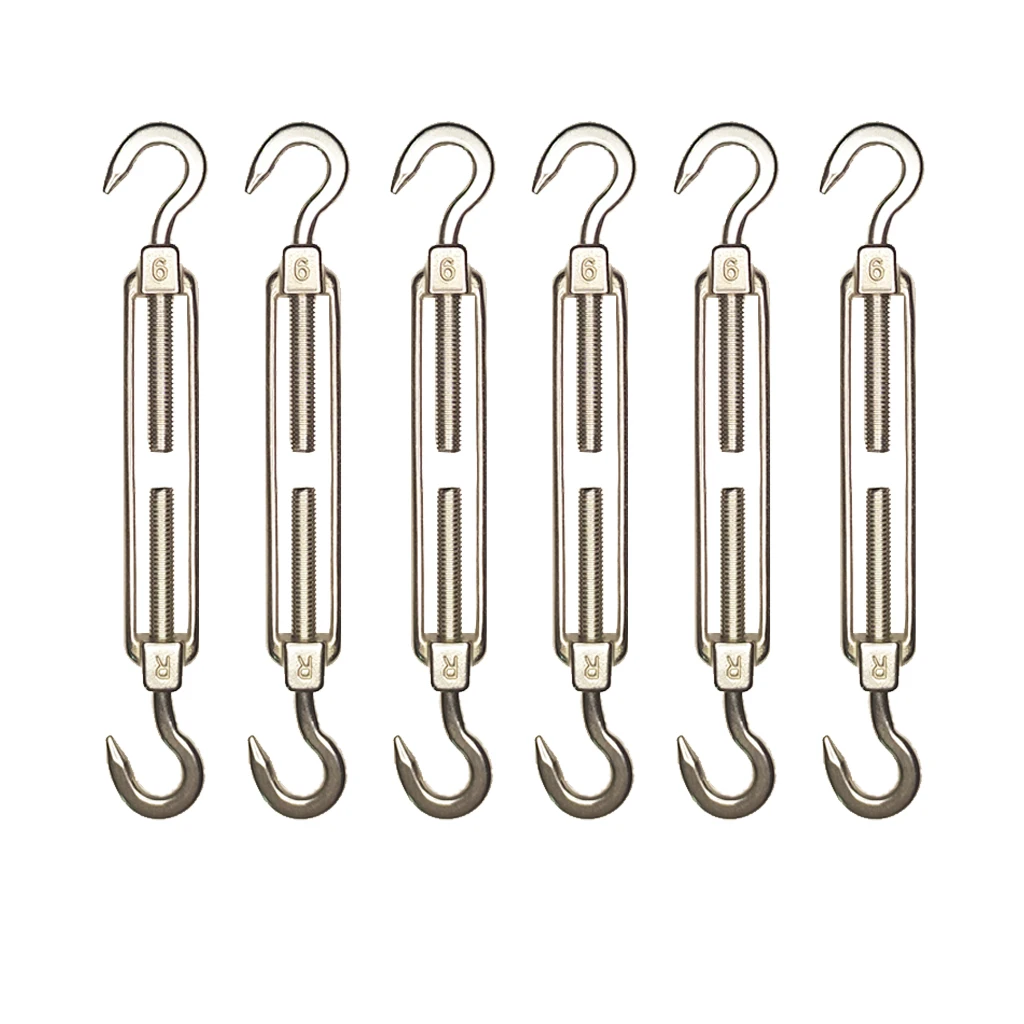 304 Stainless Steel Turnbuckle M6 Turnbuckle Shade Sail Tensioner, Adjustable Flange Bolt Hook Wire Rope Sling Tensioner