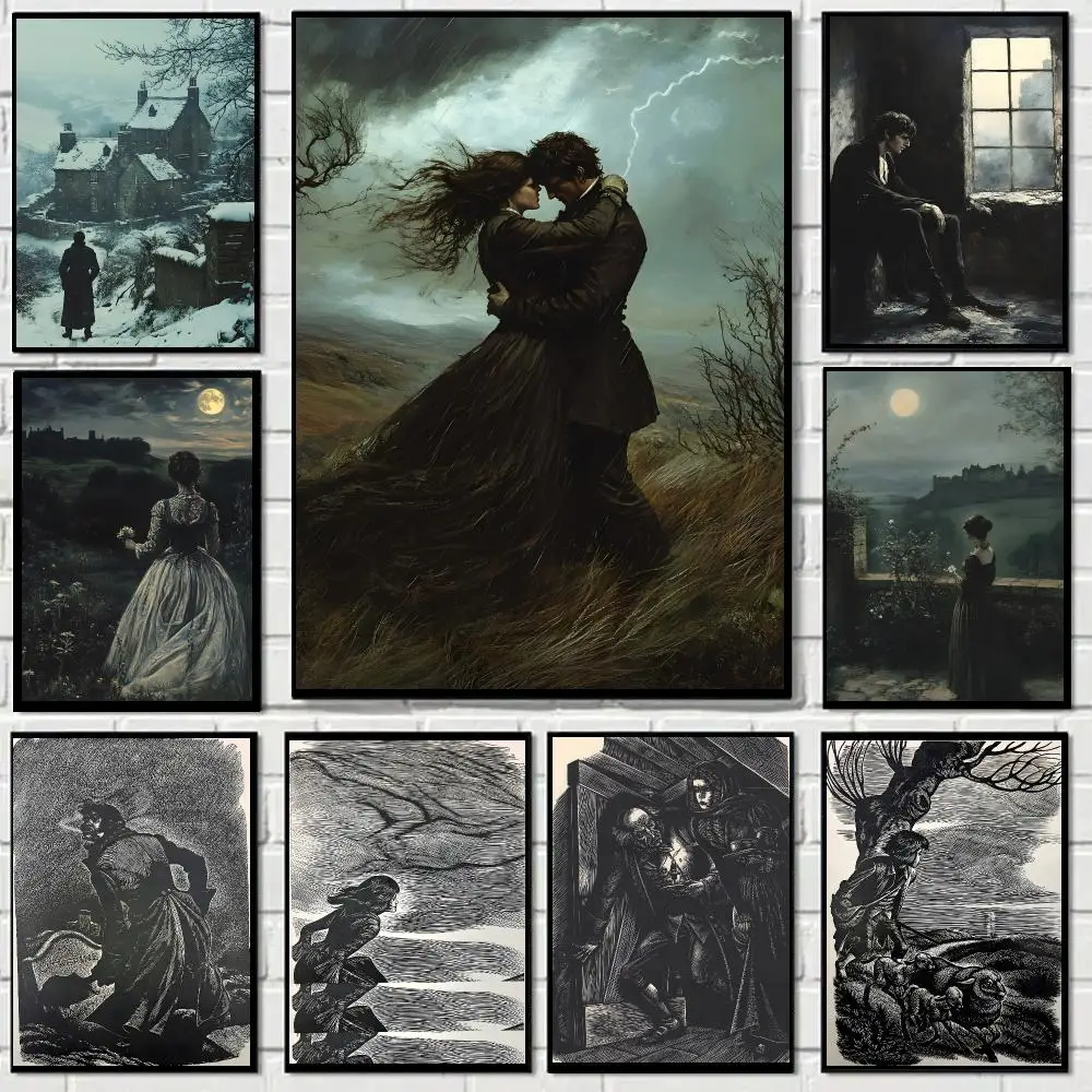 Art W-Wuthering Heights Poster Self-adhesive Decal Living Room Bedroom Party Bar Decor Moisture-proof Fade-resistant