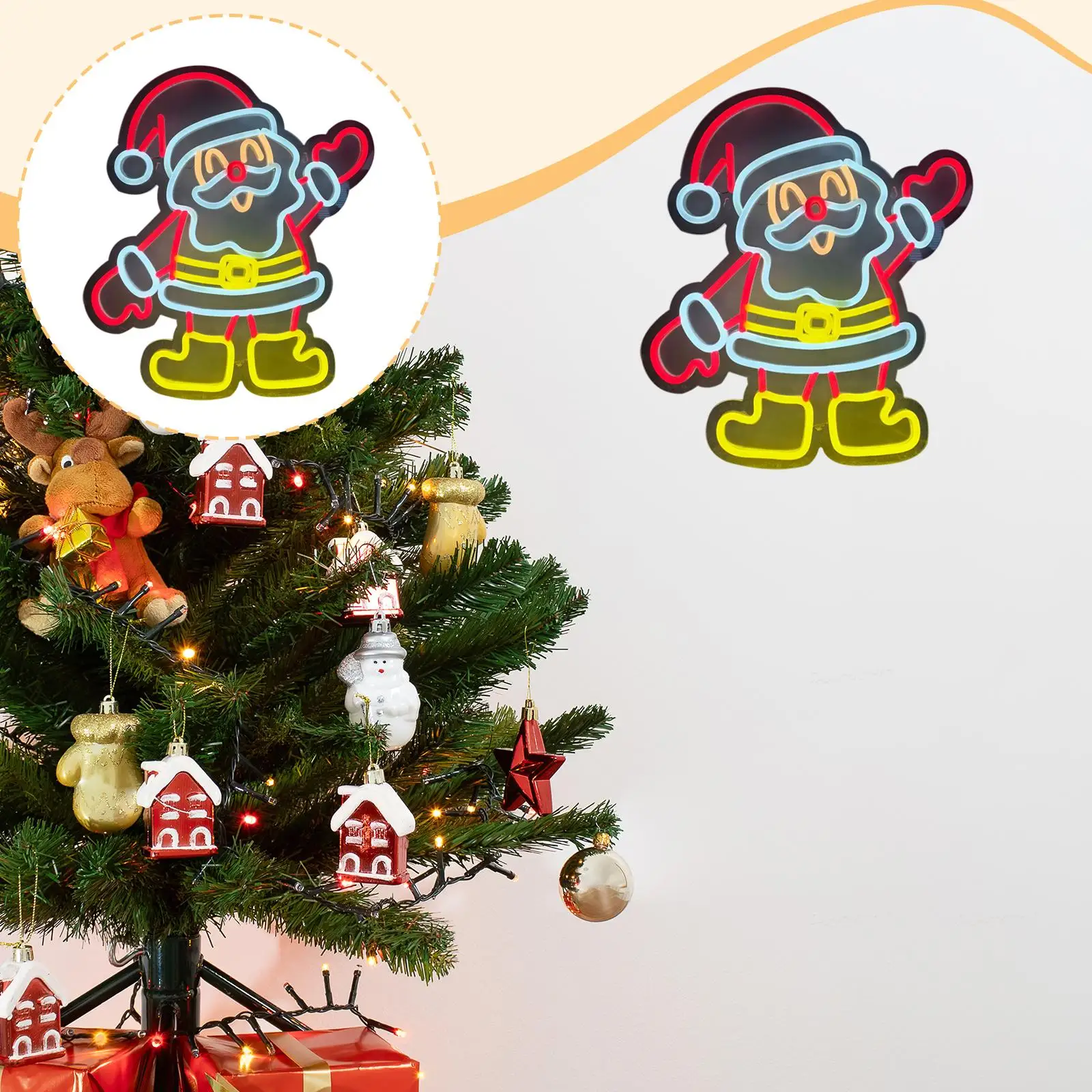 Christmas Neon Sign, Cartoon Colorful Christmas Light up Sign, Wall Art Decor Signs