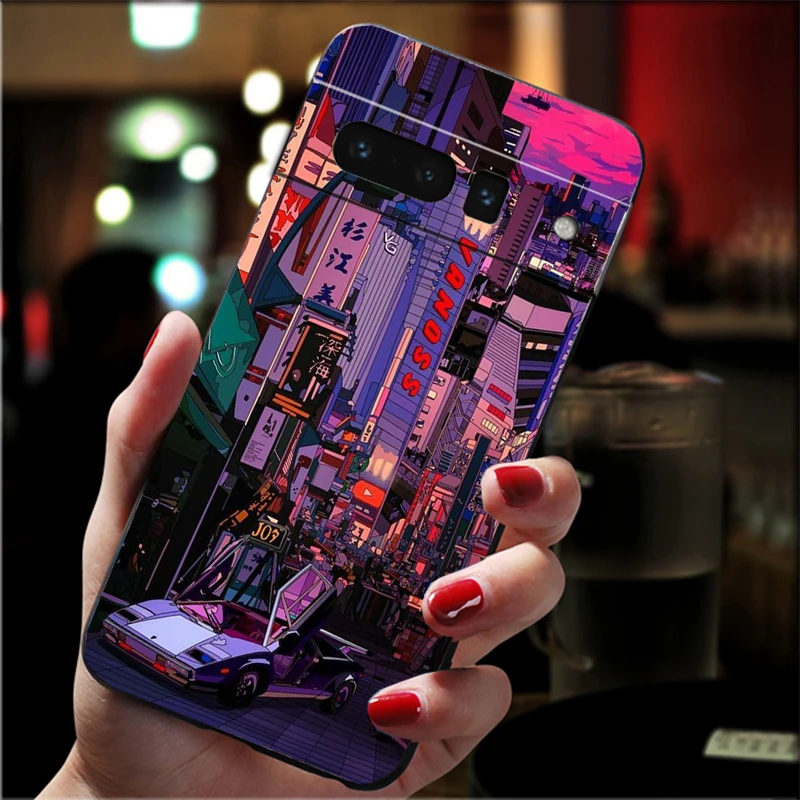 Funda de teléfono para Google Pixel 10 9 Pro XL 9A 8 7 6 Pro Pixel 8A 7A 6A Pixel 8 7 6 5 Japón Corea ciudad rompe arte de viaje