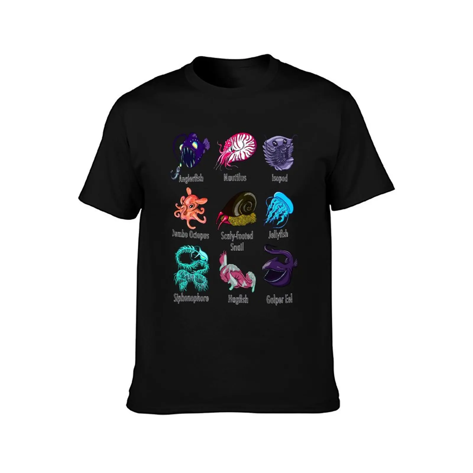 Creatures of the Abyssal Plain Fish Grid T-Shirt Sports Casual Breathable Tee Shirt