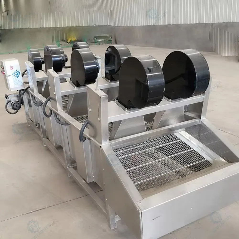 Industrial Continuous Conveyor Air Dryer Uniform Drying Dewatering Machine for Frozen Vegetable Processing Plants