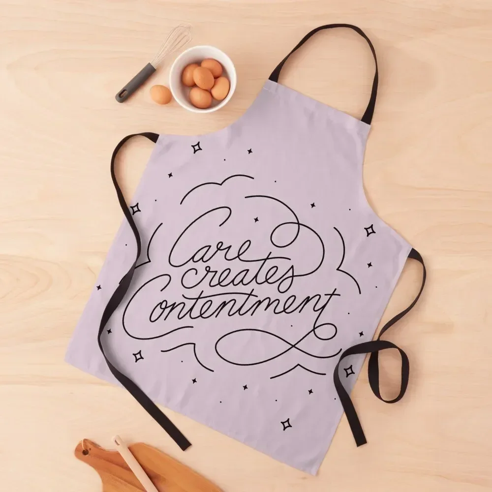 Care Creates Contentment Apron Household Items Useful Woman Work Trim Cloth Apron