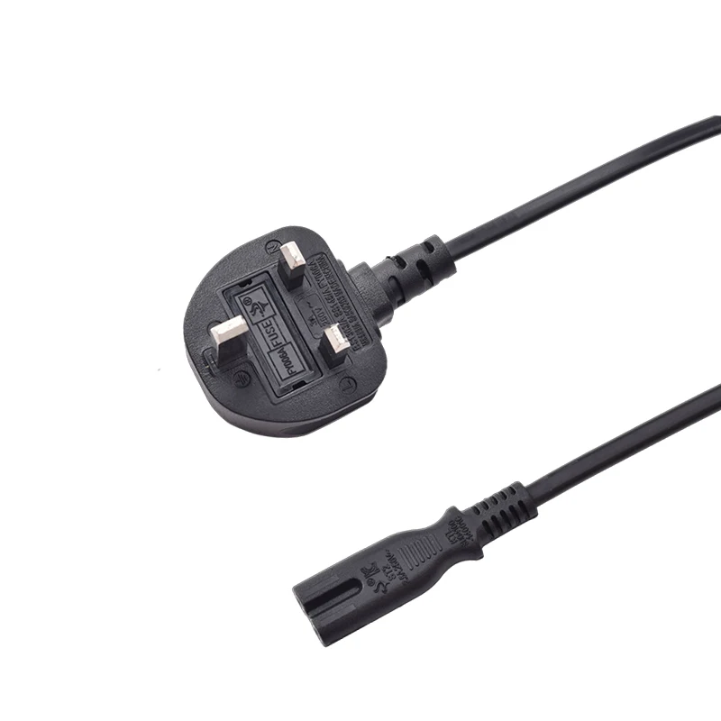 

10pcs 3 Foot Black Cable Reel Extension Cord UK Power Cord IECC13/BS1363 3 Core Silicone Wire 15A Rated Power Cords Extension