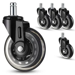 3 inch swivel castor  Rubber Safe Rollers Replacement wheel 10 mm/11mm office chair wheels  5 pcs rotating caster  for furniture