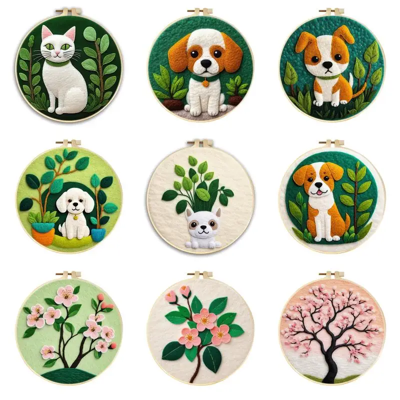 

Dog Flowers Wool Felt Painting Needle Felt Starter Kits Needle Felt Beginner Kit For Adults Diy Creative Making Wool Felt Crafts