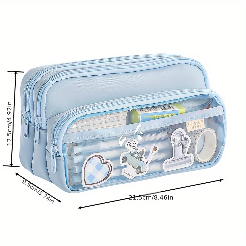 1PCNew Large Capacity Stationery Bag,  Stationery Pencil Steel Note Pen Storage Bag, Pencil Case,  Portable Cosmetic Storage Bag image 4