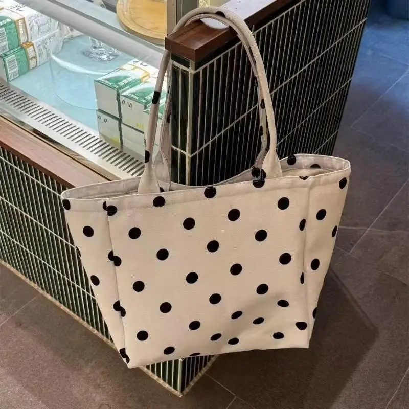 Water Resistant Canvas Shoulder Tote Bag Large Capacity Simple Style Travel Bag for Shopping Work Grocery