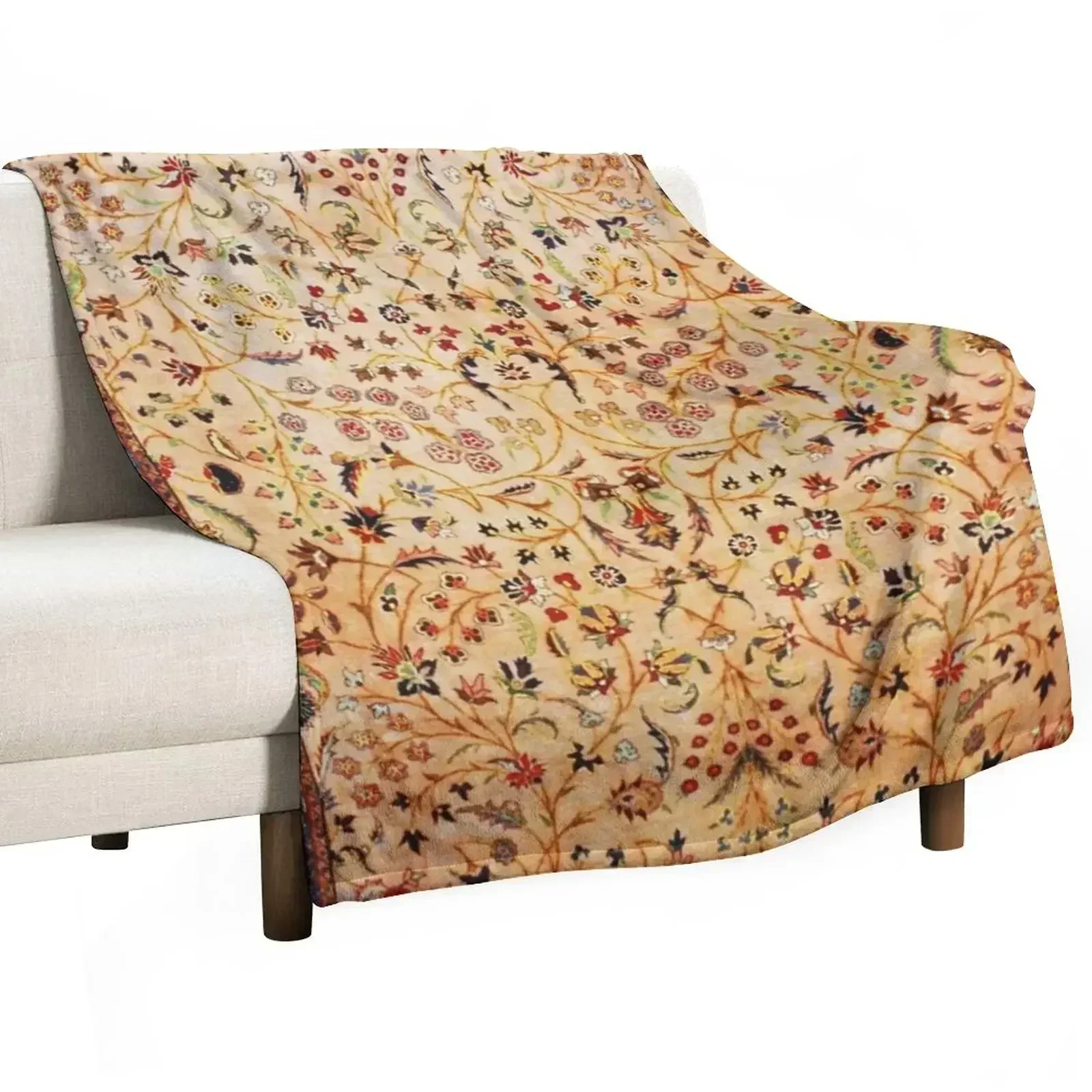 

New Antique Persian Rug Print With Gold Field Throw Blanket Sofas Multi-Purpose Blankets For Bed Hair Blankets