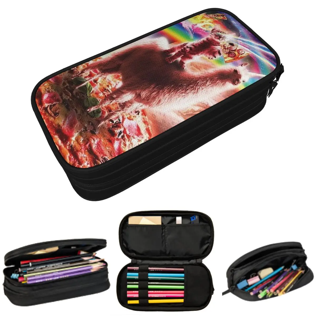 

Милый забавный пенал с космическими котиками для мальчиков и девочек, школьный пенал-коробка, сумка для канцелярских принадлежностей, держатель для ручек