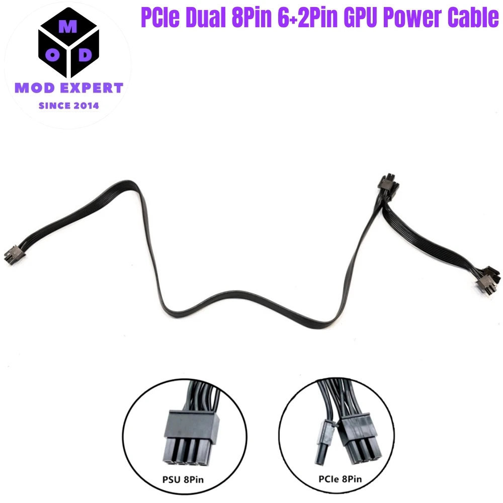 

6+2 PCIe Dual 8Pin with Pigtail, GPU Power Cable for Corsair RM450 RM550 RM650 RM750 RM850 RM1000 Type 3 RM Gold Modular Powers