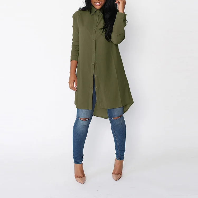 Chemisier Long en mousseline de soie pour femmes, Sexy, grande taille, irt Cleanfit, taille trapèze, Sve ort Sve, tissu Polyester, soie brillante