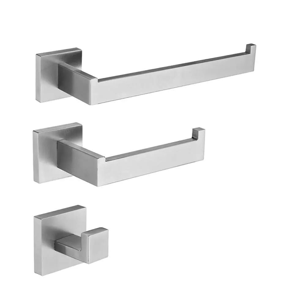 

Stainless Steel Bathroom Accessories Set Towel Rack Paper Holder Bar Hook Wall Mount 3 PCS, Customized