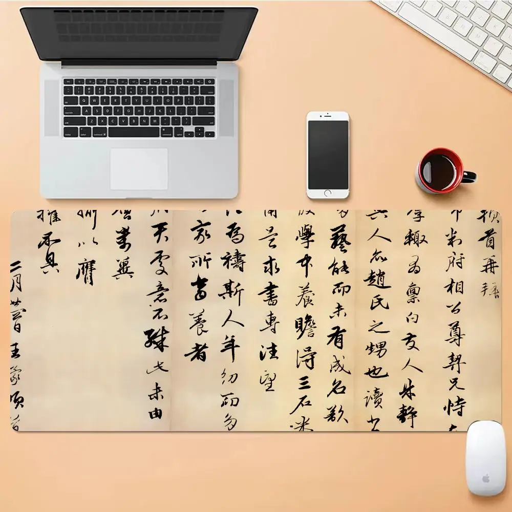 

A Collection Of Calligraphy Works Desk Mouse Pad Cute HD Desk Pad Extended Gaming Keyboard Mats Large XXL Gamer Mousepad 90x40