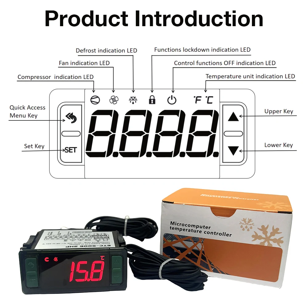ETC-512E/ETC-900 Digital Temperature Controller -50-105 ℃ LCD Display Electronic Thermostat with Heating Cooling Defrosting image 4