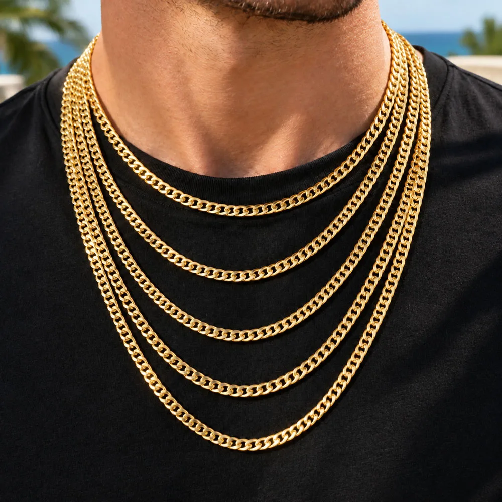 3/4/5/7mm Stainless Steel Cuban Link Chain Hypoallergenic Necklace For Men Women Stainless Steel Jewelry Choker Chain 18/20inch