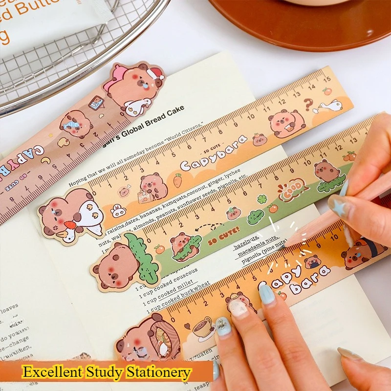 Cartoon Capybara Magnetic Bookmark Ruler Cute Irregular Drawing Ruler for Students Creative Kawaii Kids School Stationery