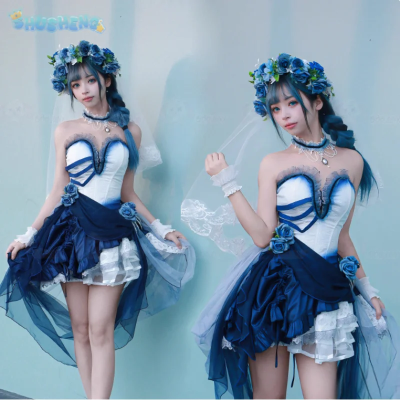 

Женский костюм мертвой невесты на Хэллоуин, корсет невесты с призраком, платье и вуаль, повязка на голову с цветочным принтом, комплект, карнавальная вечеринка, наряды для косплея