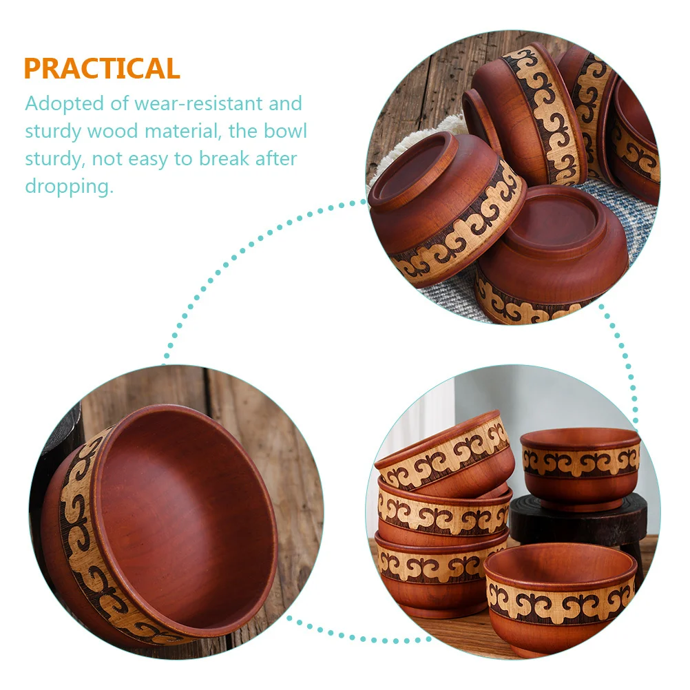 

Japanese Wood Bowl Sturdy Lightweight Wooden Food Container for Noodle Rice Soup Salad Kitchen Dinnerware