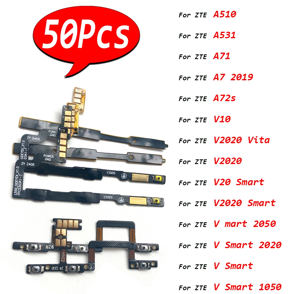 50Pcs,Power on/off Volume Key Button Flex For ZTE blade A510 A531 A71 A7 2019 A72S AV10 V2020 Vita V20 Smart V Smart 2050 1050