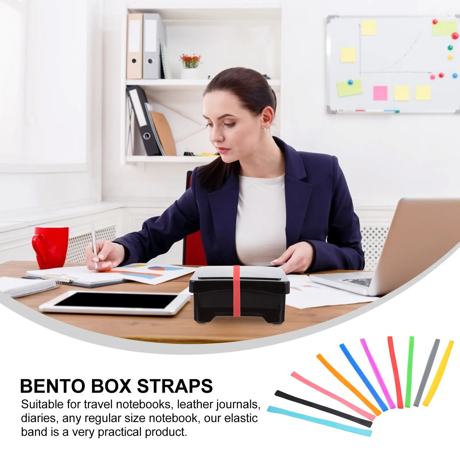 10Pcs Washable Heavy Duty Silicone Rubber Bands Multi Function Book Binding Strap for Journals Notebooks Bento Boxes
