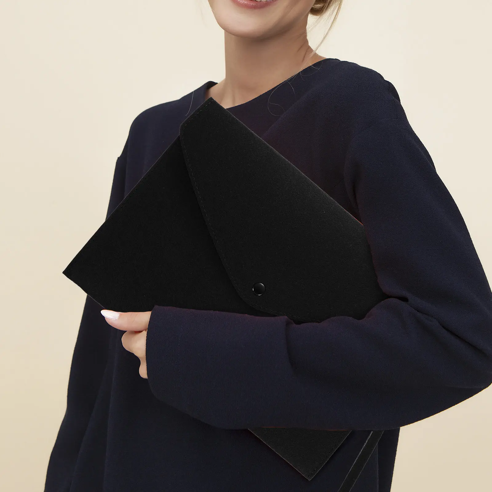 

Professional Felt A4 File Folder Business Document Pouch Secure Clasp Design Space Saving File Folder Bag for School Office