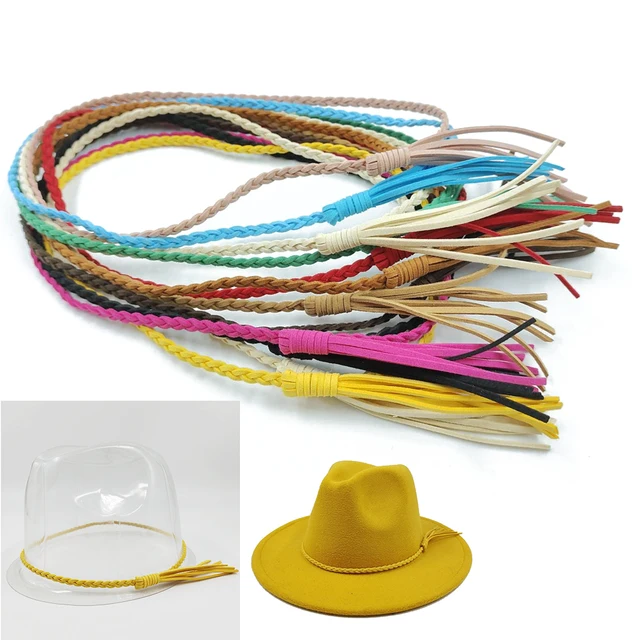 Nowy kolorowy pasek akcesoria do kapeluszy cylinder Fedora dla kobiet jazzowy kapelusz męskie słomkowe akcesoria do kapeluszy kapelusz z filcu wełnianego akcesoria tkackie