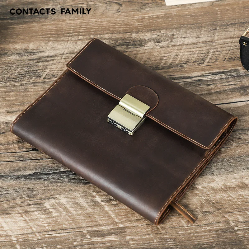 Genuine Leather A5 Laptop Notebook Cover Handmade with Pen Slot Password Lock Buckle Handmade School Office Supplies Stationery