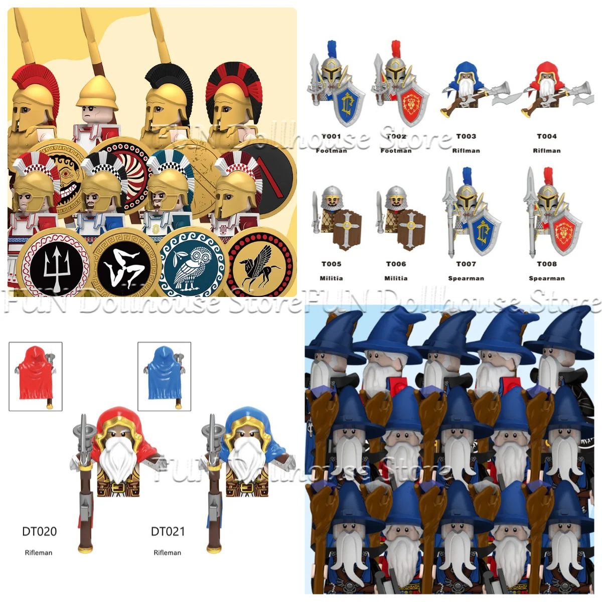 Mittelalterliche Militärfiguren: Griechischer Spartaner, Römischer Soldat, Bausteine, Armee, Infanterie, Burg, Ritter, Schild, Modellbausteine, Spielzeug